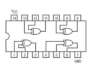 Compuerta lógica 74LS86 XOR