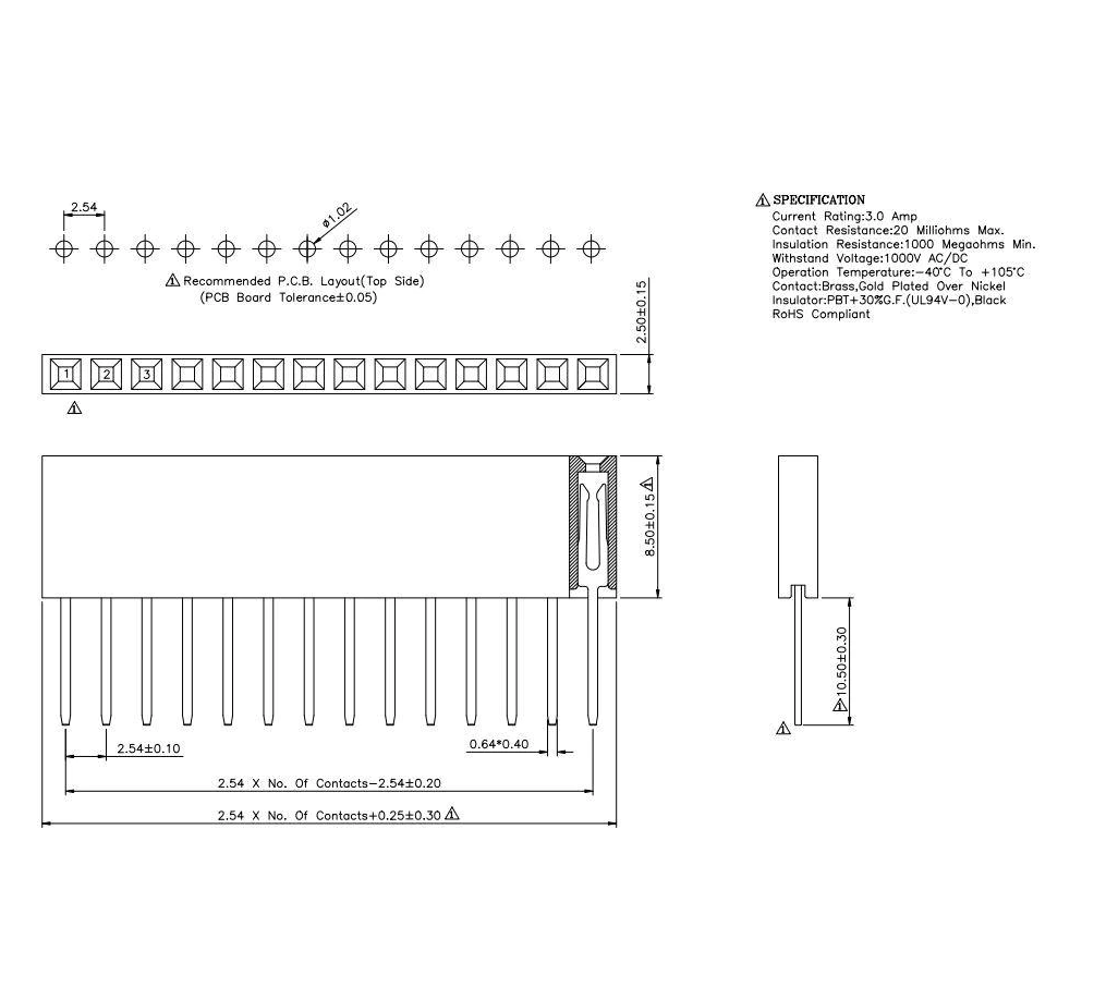 Conector header hembra 6 - 8 y 10 Pines