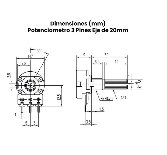 Potenciómetro rotatorio de carbón - Varios valores