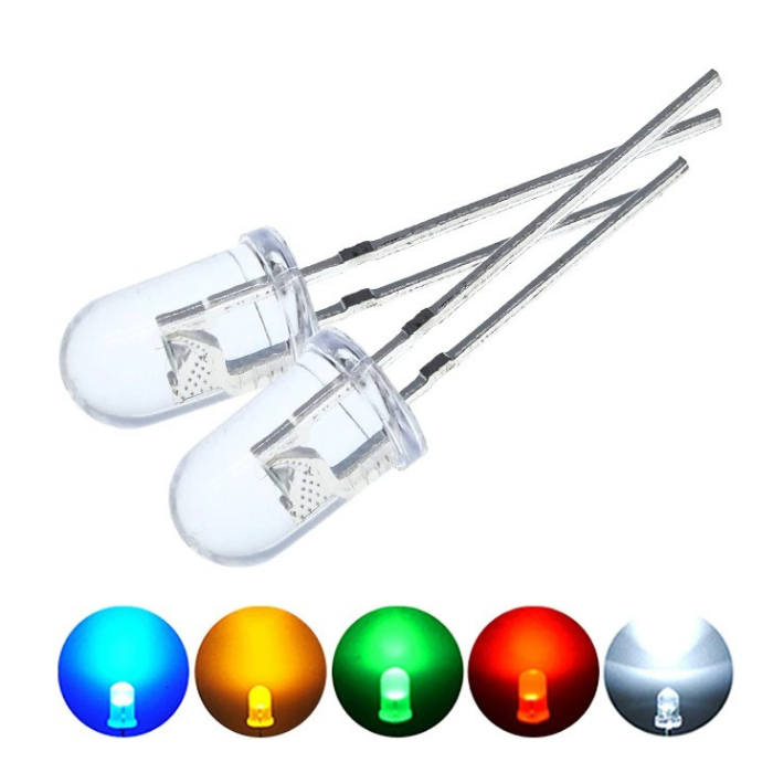 Led Ultrabrillante 5mm Rojo, Ambar, Azul, Verde, Blanco